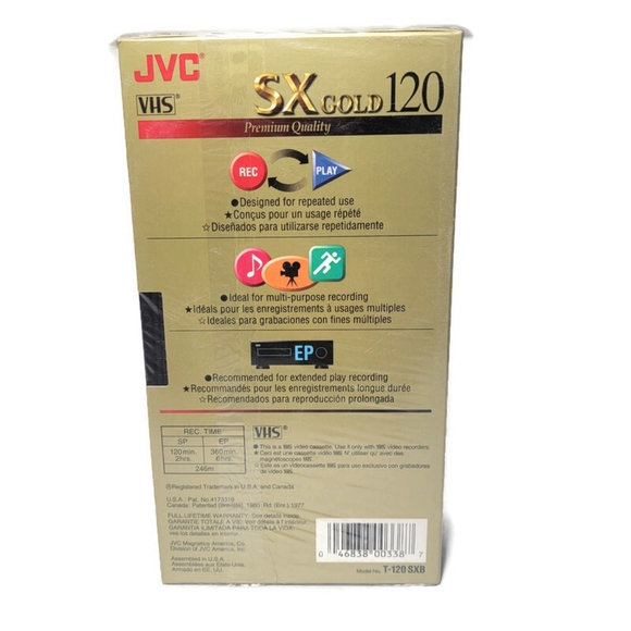 JVC SX Gold Premium T-120 SX Pack of 4 Blank VHS Tapes New Individually wrapped - Picture 2 of 7